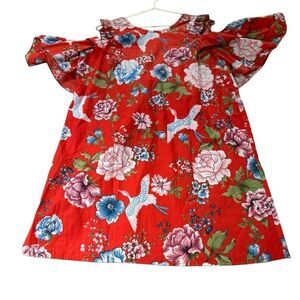 Adorable floral summer Flowy True Destiny Cold Shoulder Hawaiian tunic swing top